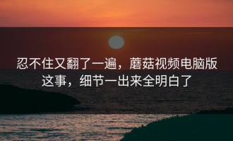 忍不住又翻了一遍，蘑菇视频电脑版这事，细节一出来全明白了