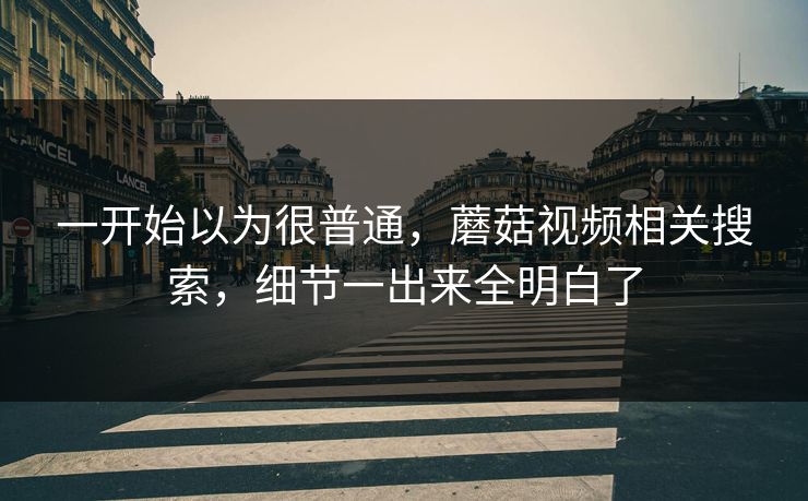 一开始以为很普通，蘑菇视频相关搜索，细节一出来全明白了