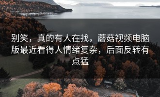 别笑，真的有人在找，蘑菇视频电脑版最近看得人情绪复杂，后面反转有点猛