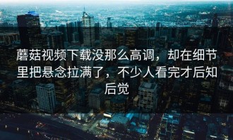 蘑菇视频下载没那么高调，却在细节里把悬念拉满了，不少人看完才后知后觉
