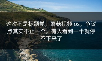 这次不是标题党，蘑菇视频ios，争议点其实不止一个，有人看到一半就停不下来了