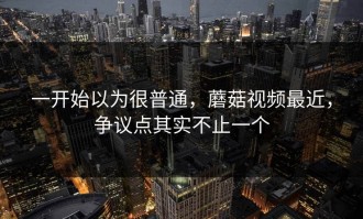 一开始以为很普通，蘑菇视频最近，争议点其实不止一个