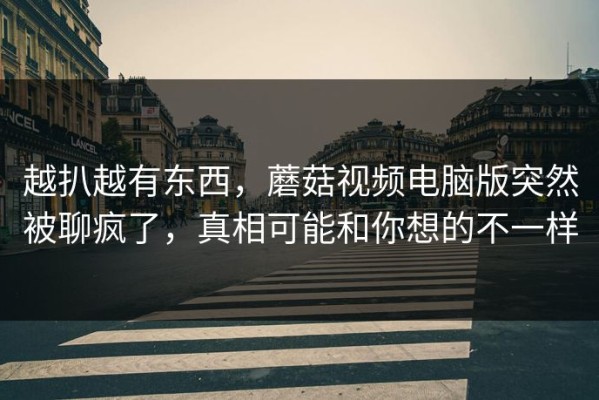 越扒越有东西，蘑菇视频电脑版突然被聊疯了，真相可能和你想的不一样
