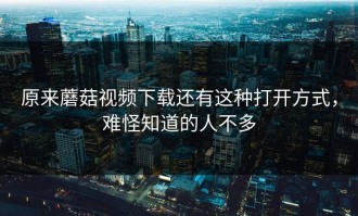 原来蘑菇视频下载还有这种打开方式，难怪知道的人不多