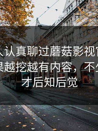 一直没人认真聊过蘑菇影视官网这件事，结果越挖越有内容，不少人看完才后知后觉