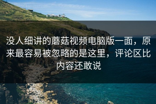 没人细讲的蘑菇视频电脑版一面，原来最容易被忽略的是这里，评论区比内容还敢说