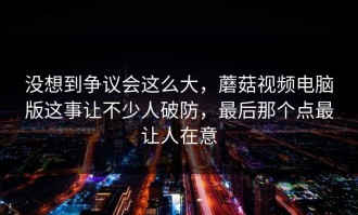 没想到争议会这么大，蘑菇视频电脑版这事让不少人破防，最后那个点最让人在意