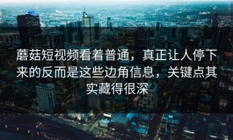 蘑菇短视频看着普通，真正让人停下来的反而是这些边角信息，关键点其实藏得很深