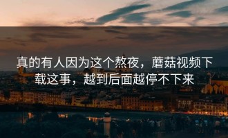 真的有人因为这个熬夜，蘑菇视频下载这事，越到后面越停不下来