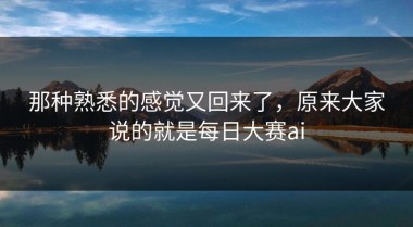 那种熟悉的感觉又回来了，原来大家说的就是每日大赛ai