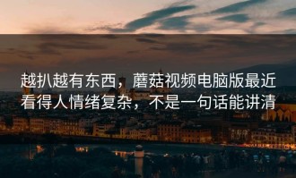 越扒越有东西，蘑菇视频电脑版最近看得人情绪复杂，不是一句话能讲清