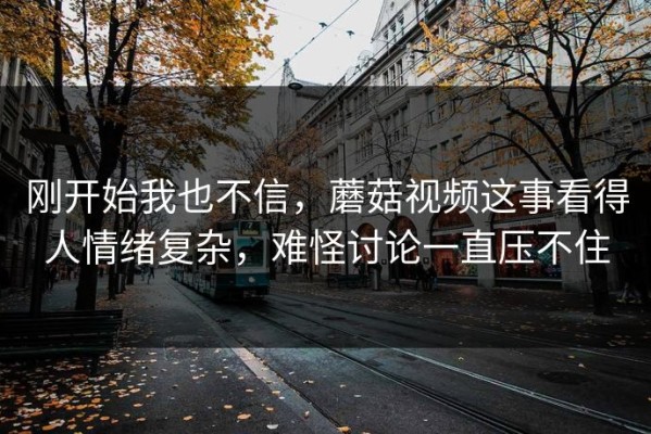 刚开始我也不信，蘑菇视频这事看得人情绪复杂，难怪讨论一直压不住