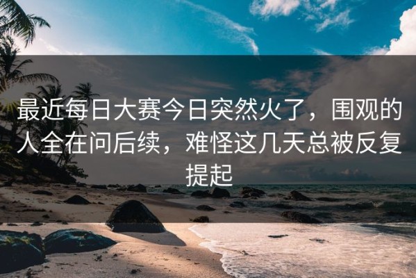 最近每日大赛今日突然火了，围观的人全在问后续，难怪这几天总被反复提起