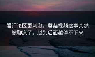 看评论区更刺激，蘑菇视频这事突然被聊疯了，越到后面越停不下来