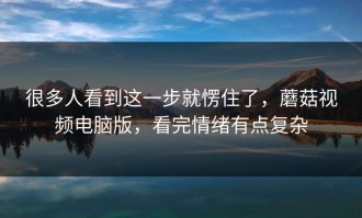很多人看到这一步就愣住了，蘑菇视频电脑版，看完情绪有点复杂