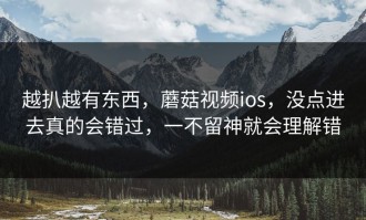越扒越有东西，蘑菇视频ios，没点进去真的会错过，一不留神就会理解错