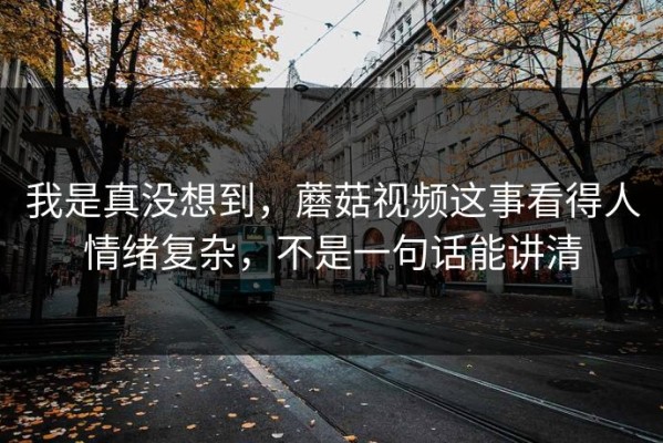 我是真没想到，蘑菇视频这事看得人情绪复杂，不是一句话能讲清