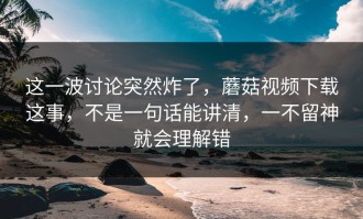 这一波讨论突然炸了，蘑菇视频下载这事，不是一句话能讲清，一不留神就会理解错