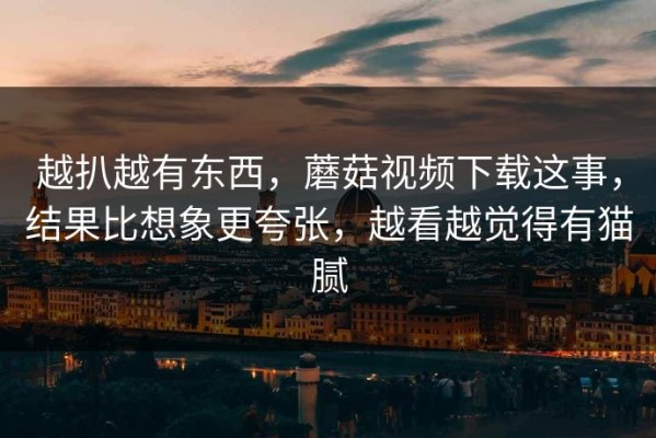 越扒越有东西，蘑菇视频下载这事，结果比想象更夸张，越看越觉得有猫腻