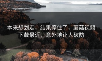 本来想划走，结果停住了，蘑菇视频下载最近，意外地让人破防