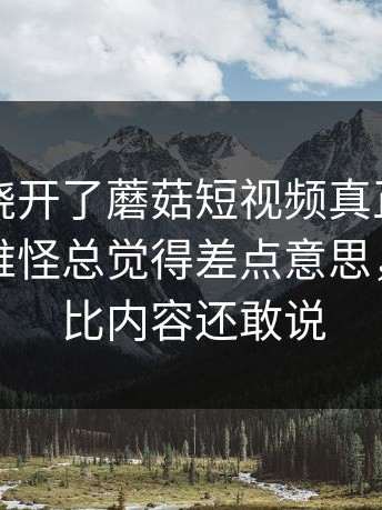 很多人绕开了蘑菇短视频真正重要的部分，难怪总觉得差点意思，评论区比内容还敢说