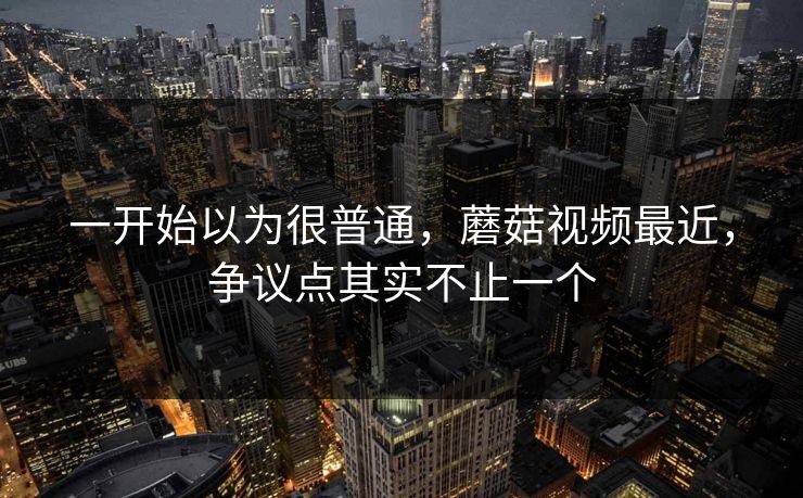 一开始以为很普通，蘑菇视频最近，争议点其实不止一个