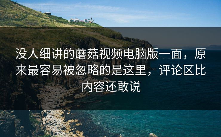 没人细讲的蘑菇视频电脑版一面，原来最容易被忽略的是这里，评论区比内容还敢说