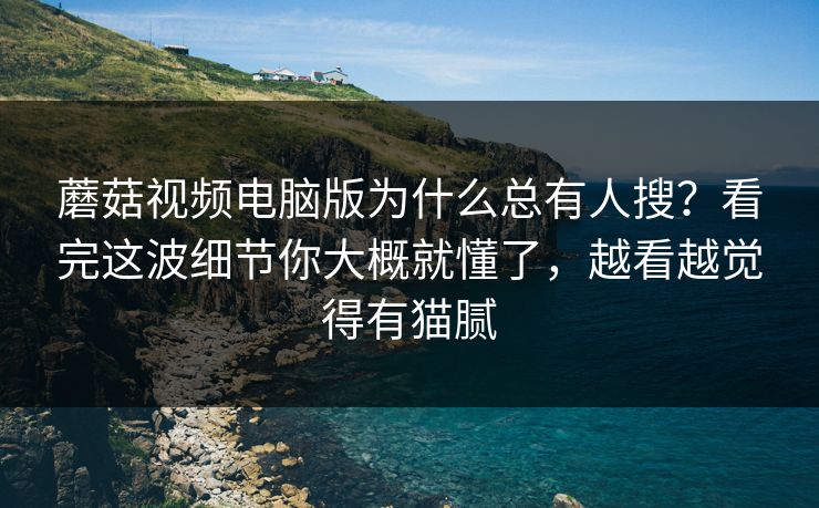 蘑菇视频电脑版为什么总有人搜？看完这波细节你大概就懂了，越看越觉得有猫腻