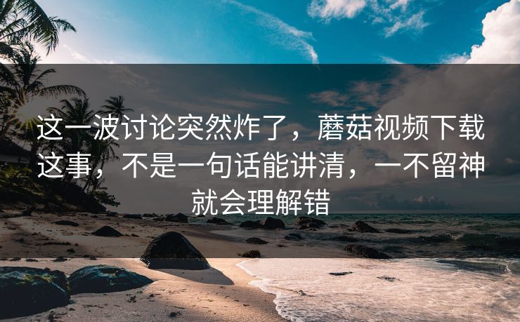 这一波讨论突然炸了，蘑菇视频下载这事，不是一句话能讲清，一不留神就会理解错