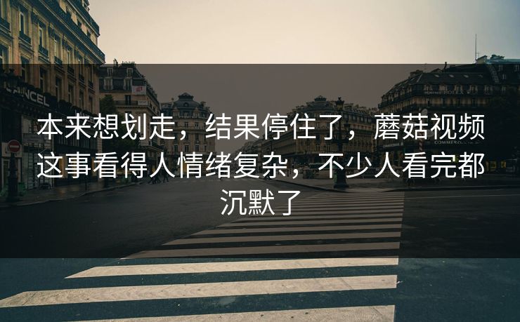 本来想划走,结果停住了,蘑菇视频这事看得人情绪复杂,不少人看完都沉默了 本来想划走,结果停住了,蘑菇视频这事看得人情绪复杂,不少人看完都沉默了