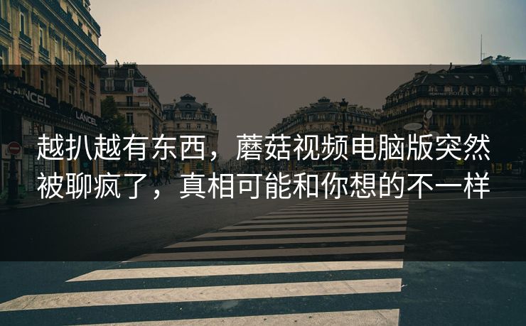 越扒越有东西,蘑菇视频电脑版突然被聊疯了,真相可能和你想的不一样 越扒越有东西,蘑菇视频电脑版突然被聊疯了,真相可能和你想的不一样