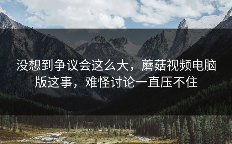 没想到争议会这么大,蘑菇视频电脑版这事,难怪讨论一直压不住 没想到争议会这么大,蘑菇视频电脑版这事,难怪讨论一直压不住