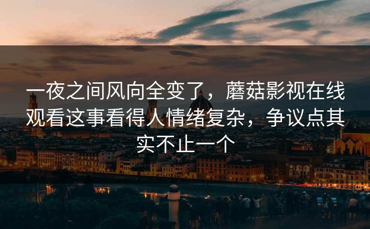 一夜之间风向全变了,蘑菇影视在线观看这事看得人情绪复杂,争议点其实不止一个 一夜之间风向全变了,蘑菇影视在线观看这事看得人情绪复杂,争议点其实不止一个