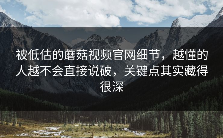被低估的蘑菇视频官网细节,越懂的人越不会直接说破,关键点其实藏得很深 被低估的蘑菇视频官网细节,越懂的人越不会直接说破,关键点其实藏得很深