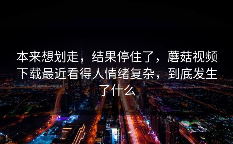 本来想划走，结果停住了，蘑菇视频下载最近看得人情绪复杂，到底发生了什么